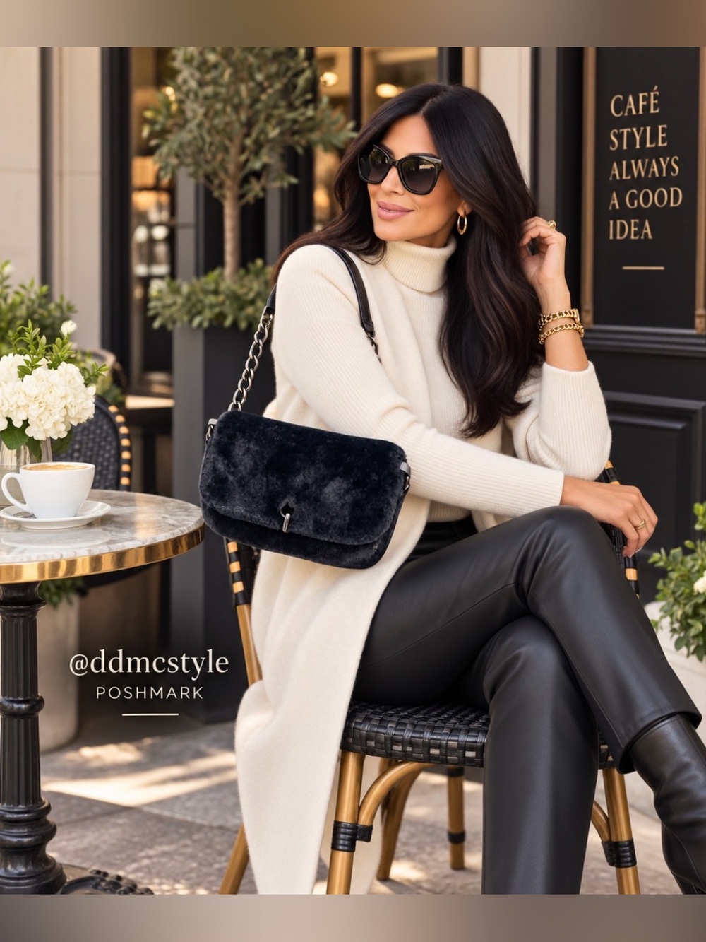 Gilda Paris Faux Fur Crossbody Bag with Chain Strap MSRP $129